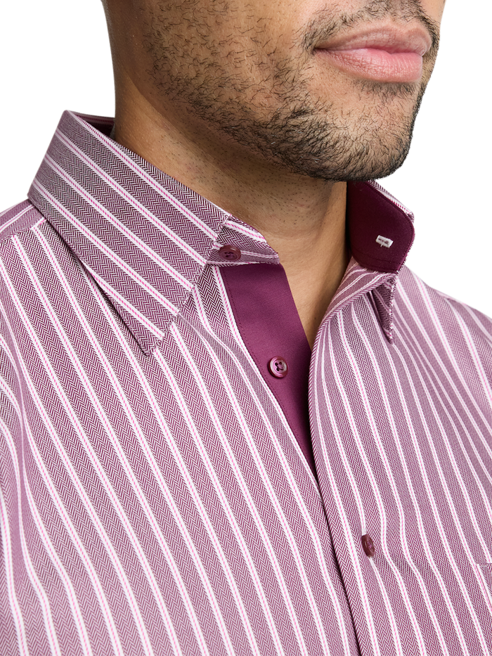 Alternate Image of Comfort Stretch Non-iron Stripe Dress Shirt With Contrast Trim-2