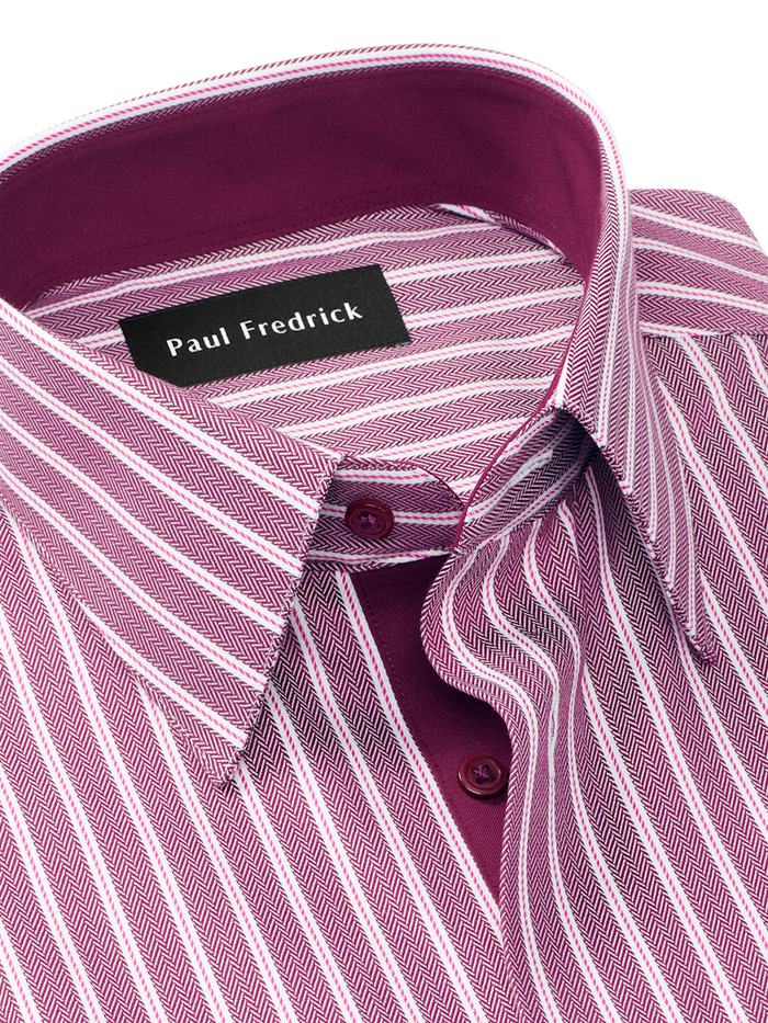 Alternate Image of Comfort Stretch Non-iron Stripe Dress Shirt With Contrast Trim-6