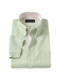 Product Image of Comfort Stretch Non-iron Stripe Dress Shirt With Contrast Trim-Green