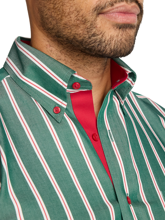 Alternate Image of Comfort Stretch Non-iron Stripe Dress Shirt With Contrast Trim-2
