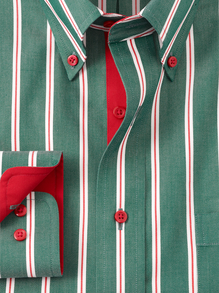 Alternate Image of Comfort Stretch Non-iron Stripe Dress Shirt With Contrast Trim-5