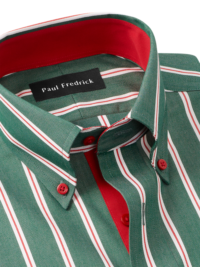 Alternate Image of Comfort Stretch Non-iron Stripe Dress Shirt With Contrast Trim-6