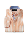 Product Image of Comfort Stretch Non-iron Stripe Dress Shirt With Contrast Trim-Melon