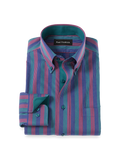 Product Image of Comfort Stretch Non-iron Stripe Dress Shirt With Contrast Trim-Multi