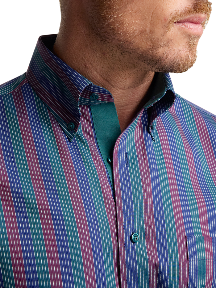 Alternate Image of Comfort Stretch Non-iron Stripe Dress Shirt With Contrast Trim-2