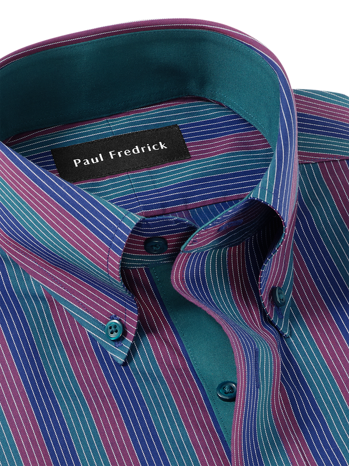 Alternate Image of Comfort Stretch Non-iron Stripe Dress Shirt With Contrast Trim-6