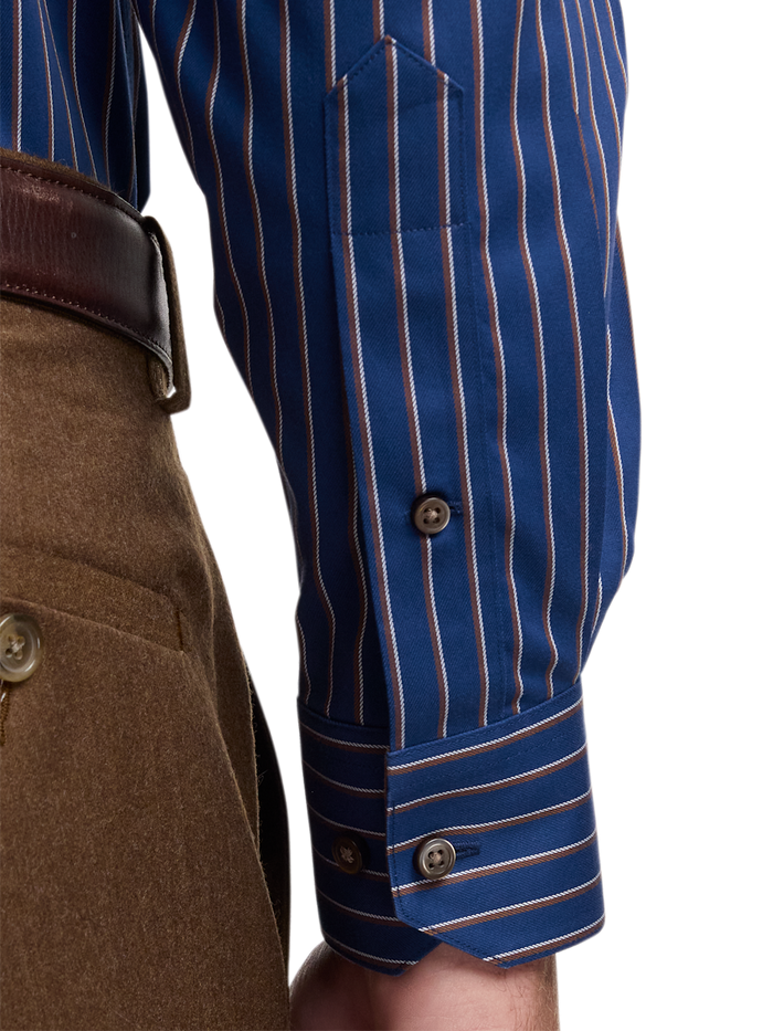 Alternate Image of Comfort Stretch Non-iron Stripe Dress Shirt With Contrast Trim-3