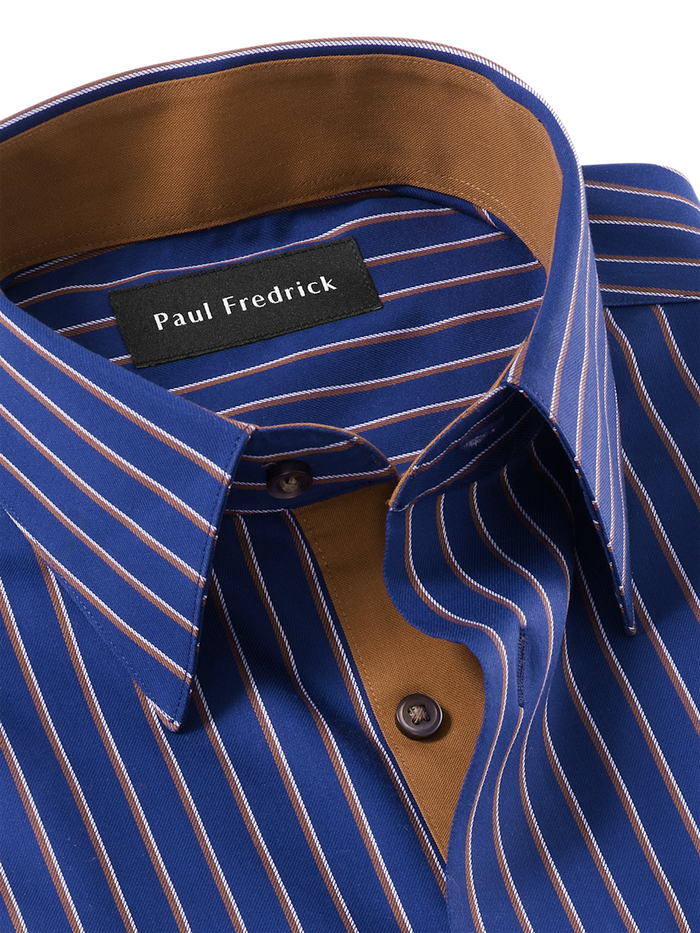 Alternate Image of Comfort Stretch Non-iron Stripe Dress Shirt With Contrast Trim-6