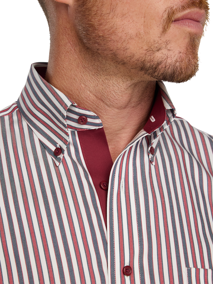 Alternate Image of Comfort Stretch Non-iron Stripe Dress Shirt With Contrast Trim-2