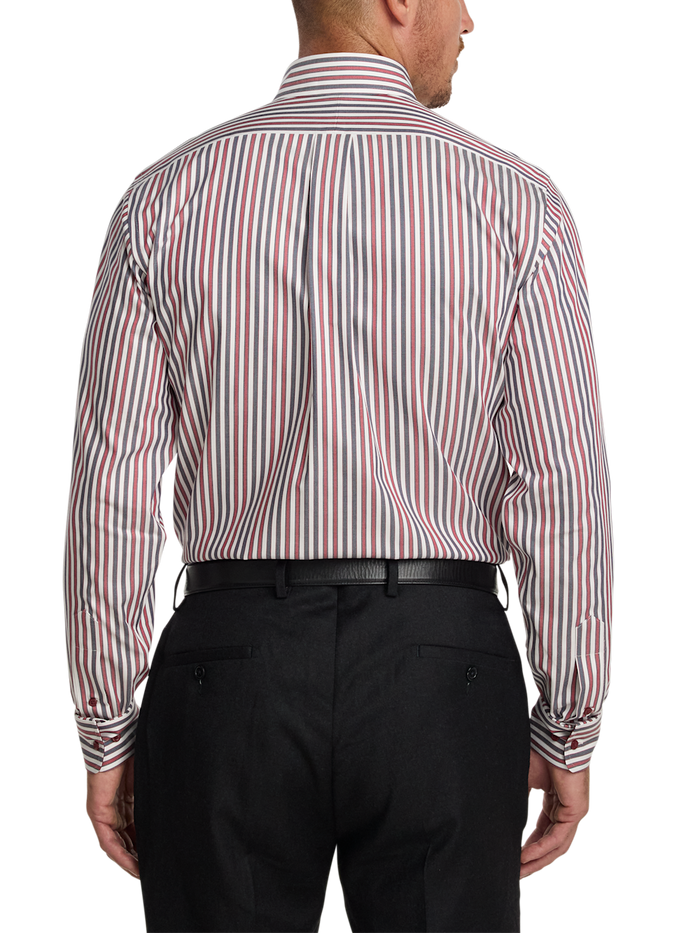 Alternate Image of Comfort Stretch Non-iron Stripe Dress Shirt With Contrast Trim-4