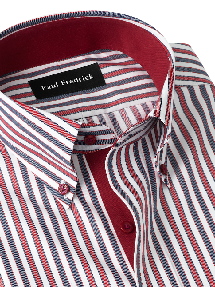 Alternate Image of Comfort Stretch Non-iron Stripe Dress Shirt With Contrast Trim-6