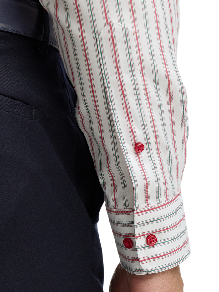 Alternate Image of Comfort Stretch Non-iron Stripe Dress Shirt With Contrast Trim-3