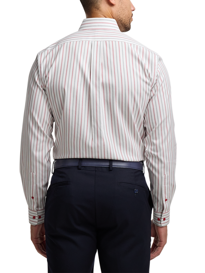 Alternate Image of Comfort Stretch Non-iron Stripe Dress Shirt With Contrast Trim-4