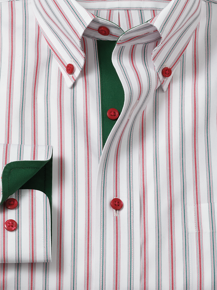 Alternate Image of Comfort Stretch Non-iron Stripe Dress Shirt With Contrast Trim-5
