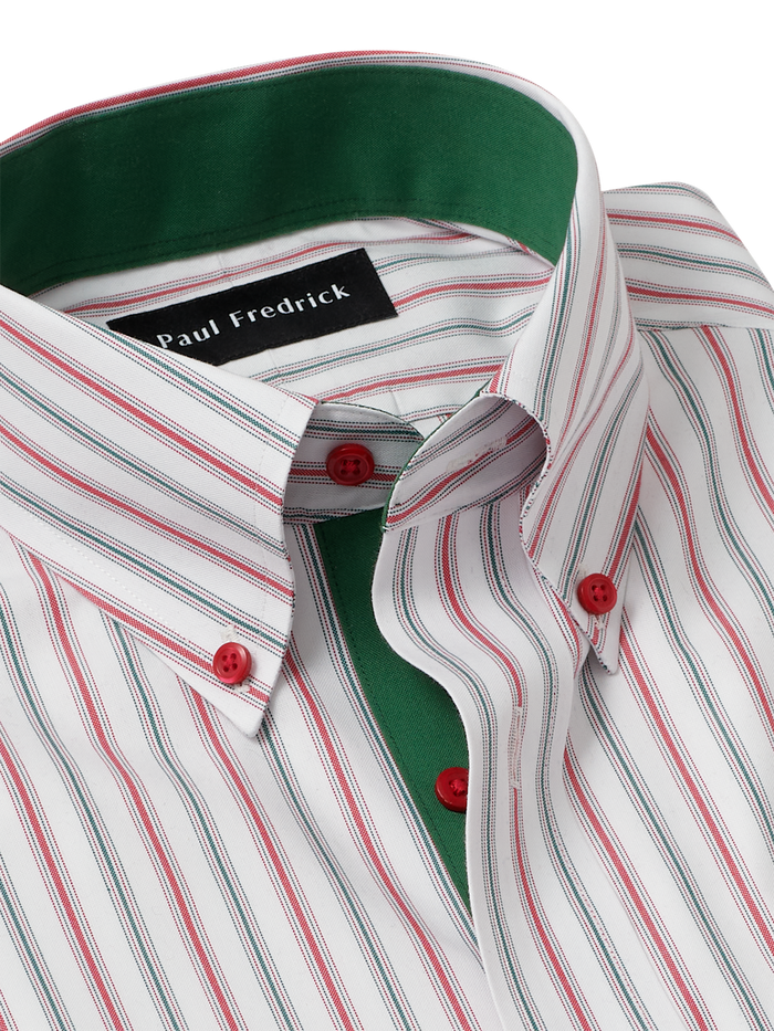 Alternate Image of Comfort Stretch Non-iron Stripe Dress Shirt With Contrast Trim-6