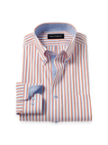 Product Image of Comfort Stretch Non-iron Stripe Dress Shirt With Contrast Trim-1