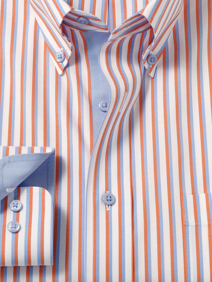 Alternate Image of Comfort Stretch Non-iron Stripe Dress Shirt With Contrast Trim-5