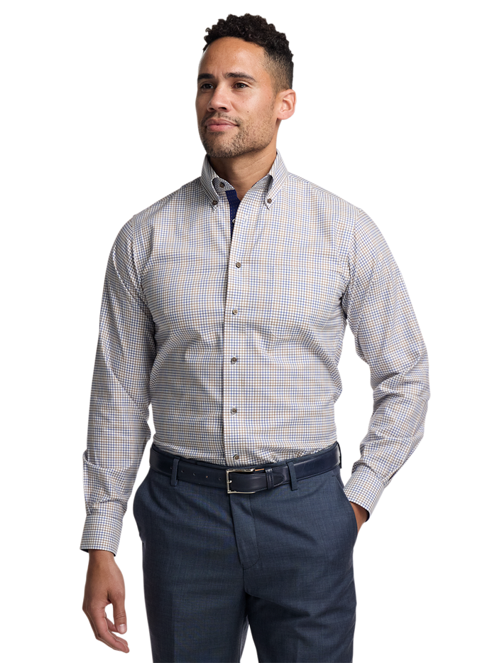 Alternate Image of Comfort Stretch Non-iron Tattersall Dress Shirt With Contrast Trim-1