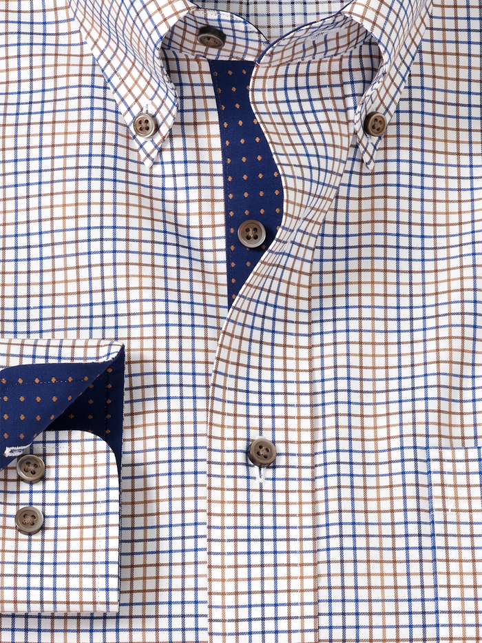 Alternate Image of Comfort Stretch Non-iron Tattersall Dress Shirt With Contrast Trim-5