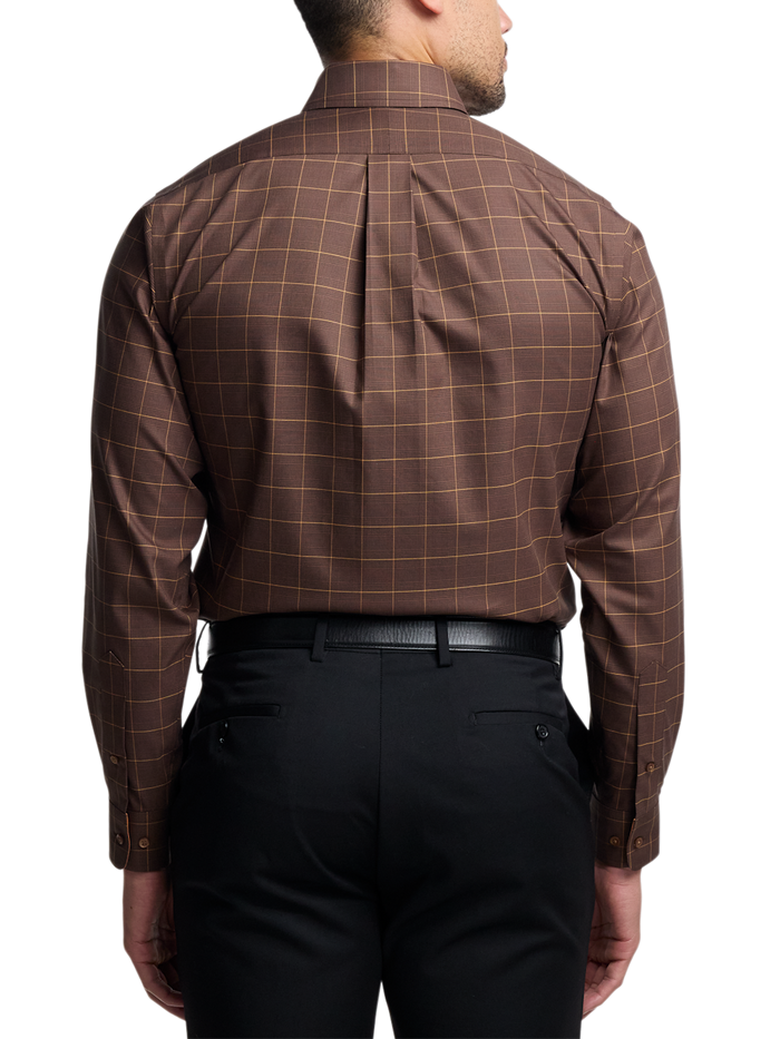 Alternate Image of Comfort Stretch Non-iron Windowpane Dress Shirt With Contrast Trim-4