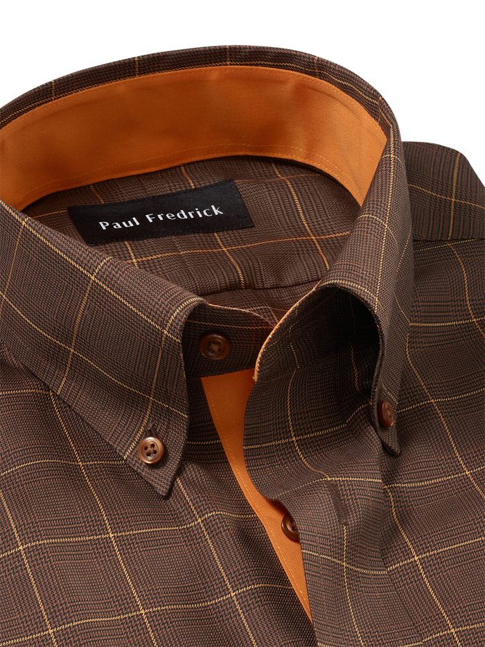 Alternate Image of Comfort Stretch Non-iron Windowpane Dress Shirt With Contrast Trim-6