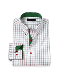 Product Image of Comfort Stretch Non-iron Windowpane Dress Shirt With Contrast Trim-Green