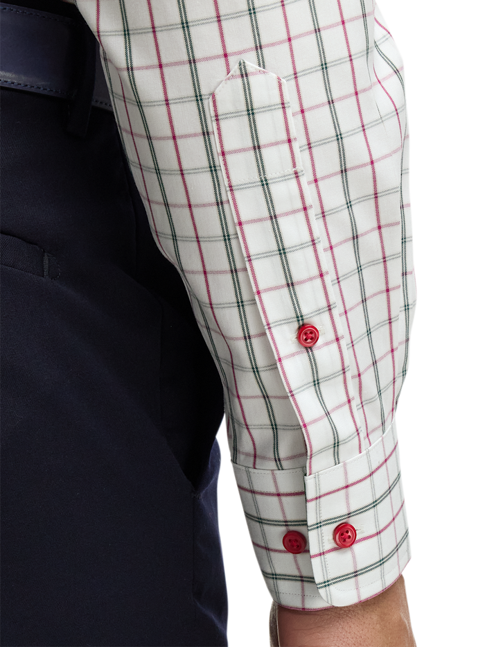 Alternate Image of Comfort Stretch Non-iron Windowpane Dress Shirt With Contrast Trim-3
