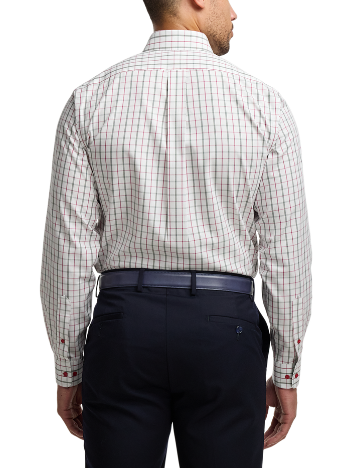 Alternate Image of Comfort Stretch Non-iron Windowpane Dress Shirt With Contrast Trim-4