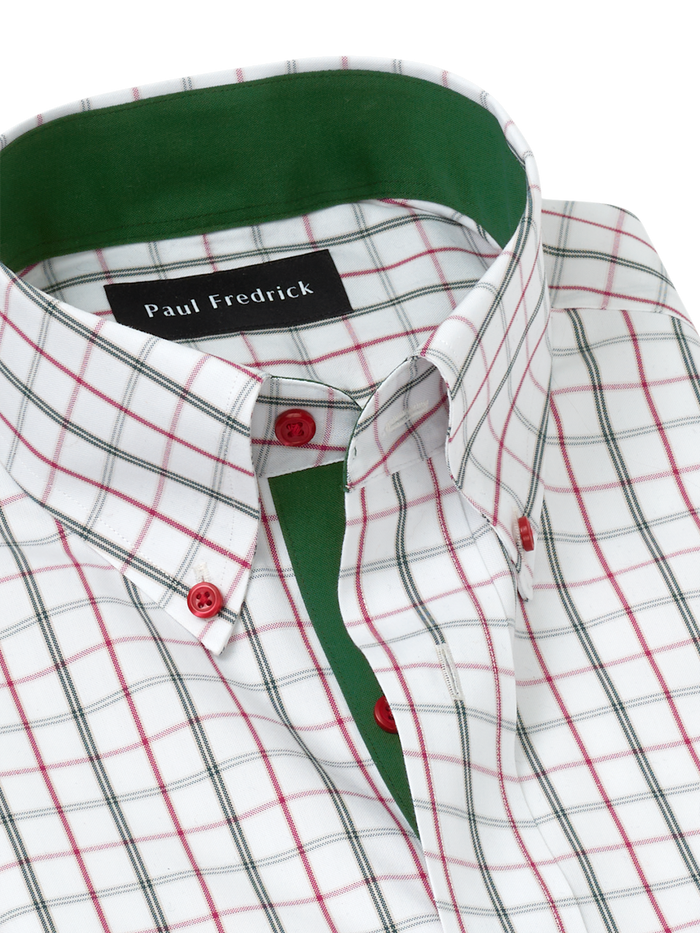 Alternate Image of Comfort Stretch Non-iron Windowpane Dress Shirt With Contrast Trim-6