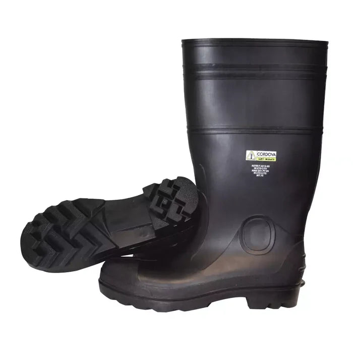 Cordova Black Boots Over-Sock Style PVC Steel Toe - PB22