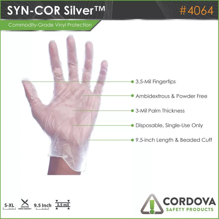 Cordova® Disposable Food Prep Gloves - Vinyl - 100 pcs - 4064