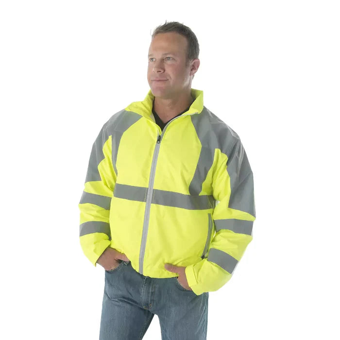 Cordova Reptyle Windbreaker Zipper Closure Lime Jacket - ANSI Class 3 - J121