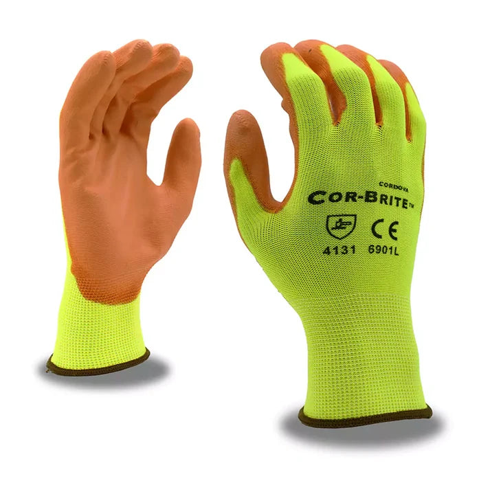 Cordova Safety Cor-Brite Hi Vis Grip Gloves - 13-Gauge - 12 Pcs Pack - 6901