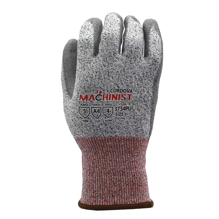 Cordova Safety Machinist Cut Resistant Gloves - 13-Gauge ANSI Cut Level A4 - 3734PU
