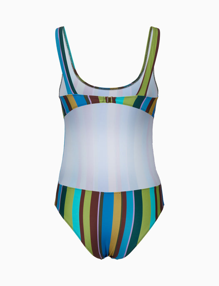 Costume intero donna a righe multicolor verde - Gallo 1927 - Official Online Shop