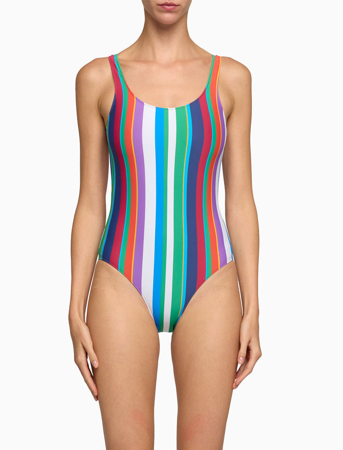 Costume intero donna righe multicolor bianco - Gallo 1927 - Official Online Shop