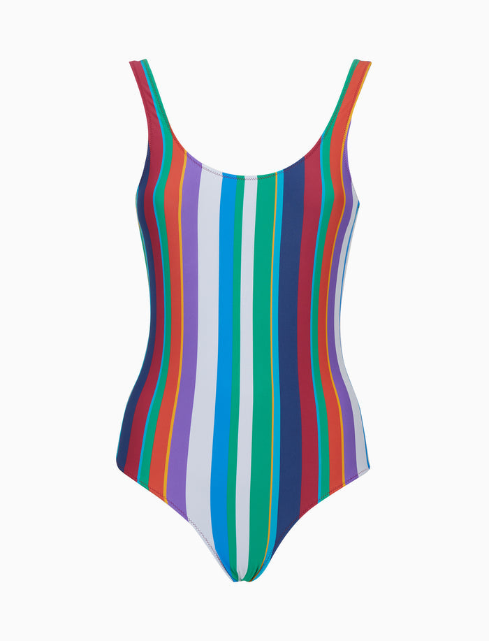 Costume intero donna righe multicolor bianco - Gallo 1927 - Official Online Shop