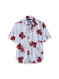 Product Image of Cotton Botanical Casual Shirt-Blue/Burgundy