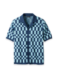 Product Image of Cotton Button Front Camp Sweater-Blue Multi