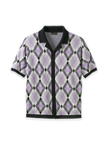 Product Image of Cotton Button Front Camp Sweater-Purple Multi