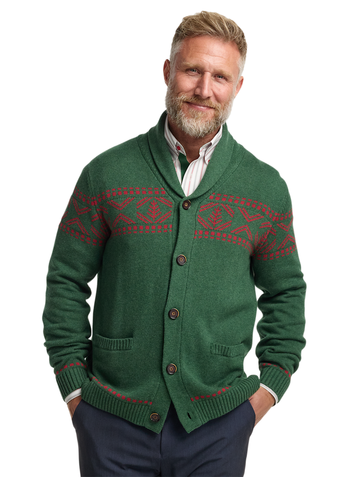 Alternate Image of Cotton Button Front Fair Isle Shawl Collar Cardigan Sweater-1