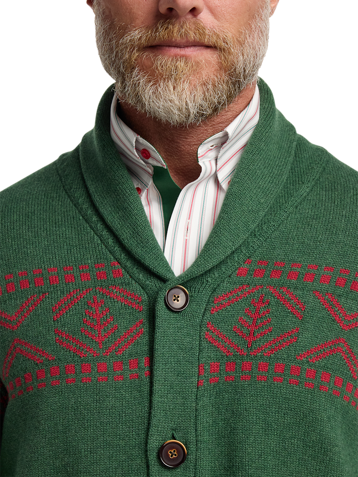 Alternate Image of Cotton Button Front Fair Isle Shawl Collar Cardigan Sweater-2