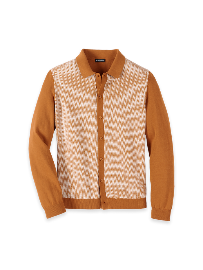 Product Image of Cotton Button Front Polo-Cognac