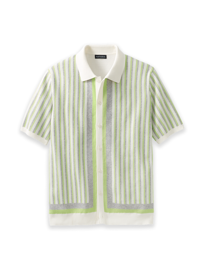 Product Image of Cotton Button Front Polo-Green