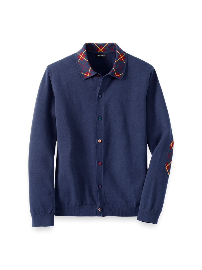 Product Image of Cotton Button Front Polo-Navy Multi