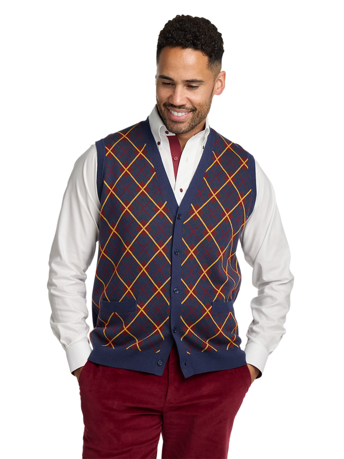 Alternate Image of Cotton Button Front V-neck Cardigan Vest-1