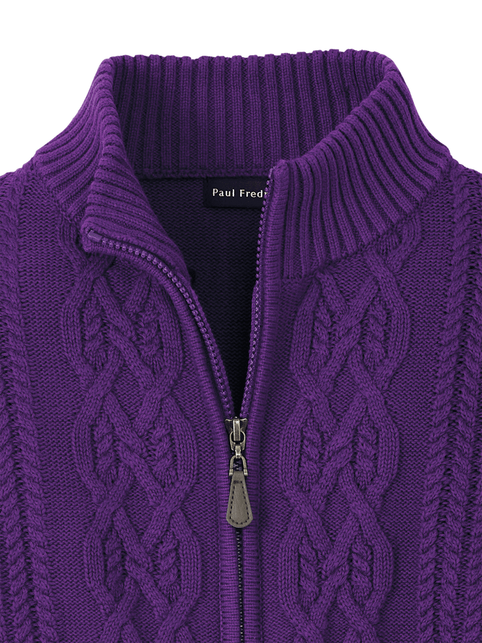 Alternate Image of Cotton Cable Full Zip Mock Neck Sweater-5