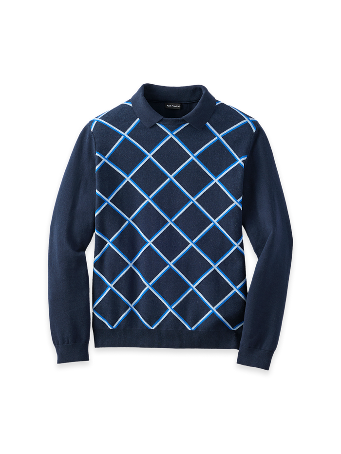 Product Image of Cotton Crewneck Polo-Navy