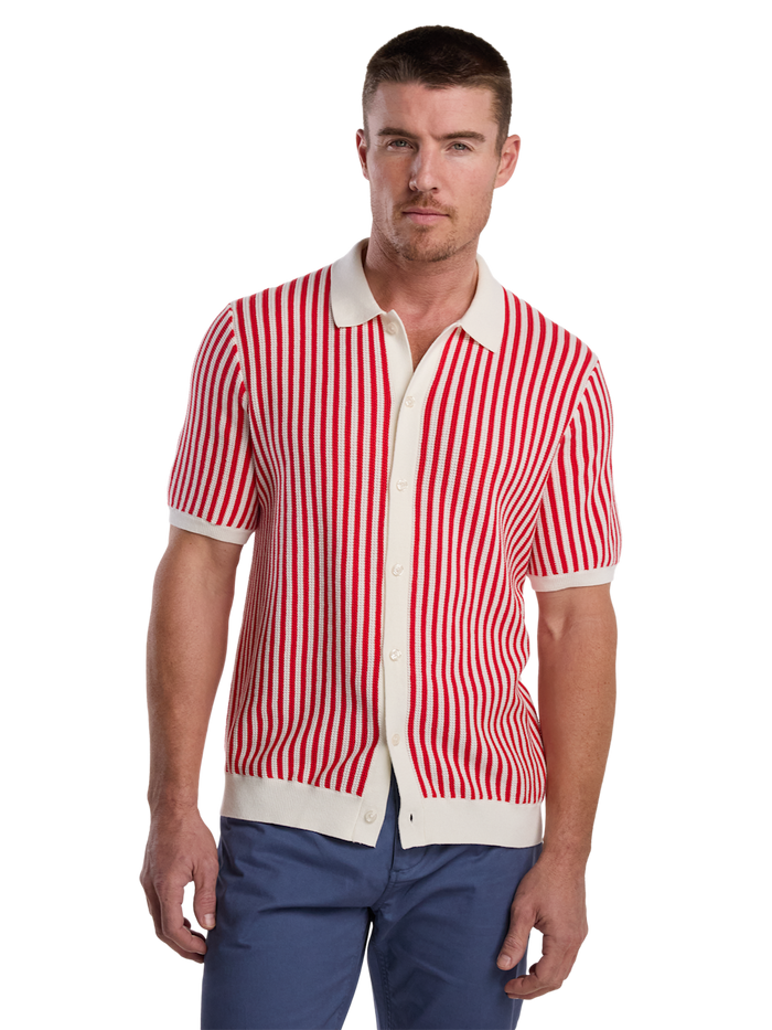 Alternate Image of Cotton Crochet Button Front Polo-1