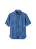 Product Image of Cotton Denim Geometric Dot Casual Shirt-Navy